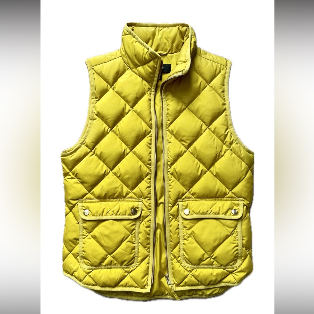 J.Crew Quilted Excursion Puffer Vest, Chartreuse Yellow Small